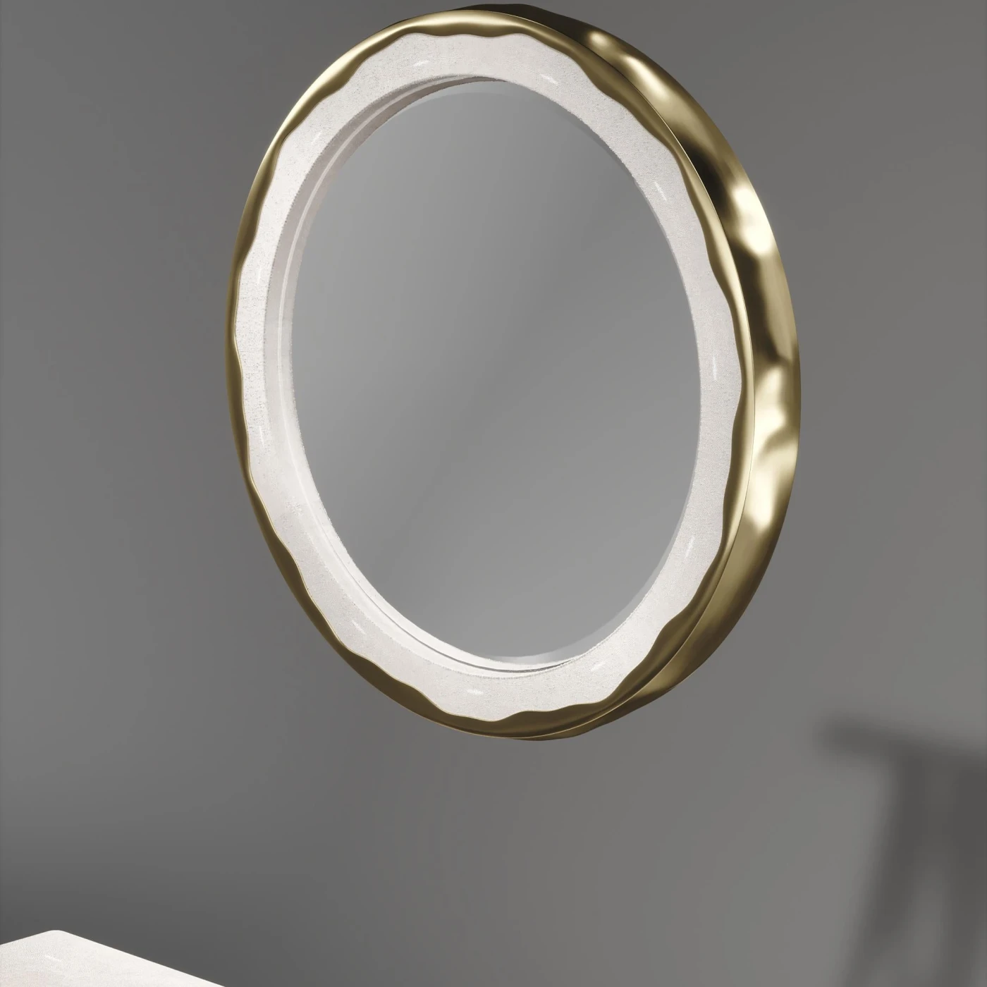 Shagreen Mirror with Bronze Patina Brass Frame