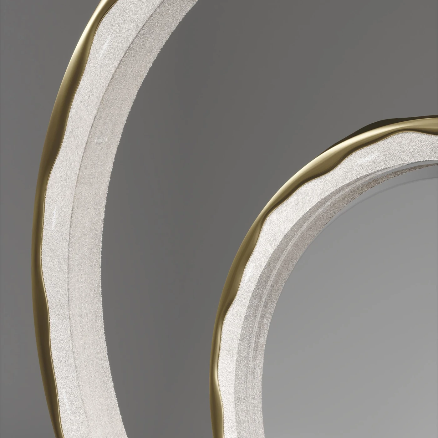 Shagreen Mirror with Bronze Patina Brass Frame