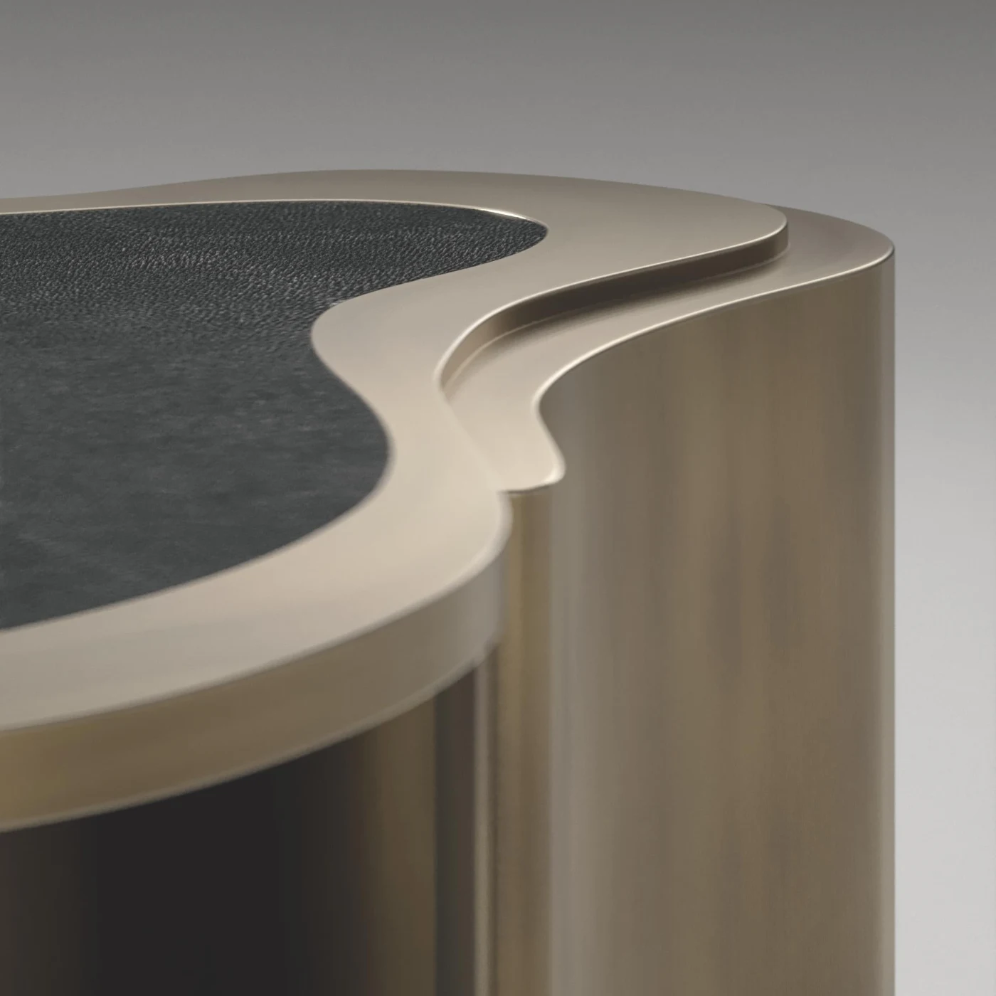 Shagreen Nesting Side Tables with Bronze Patina Brass