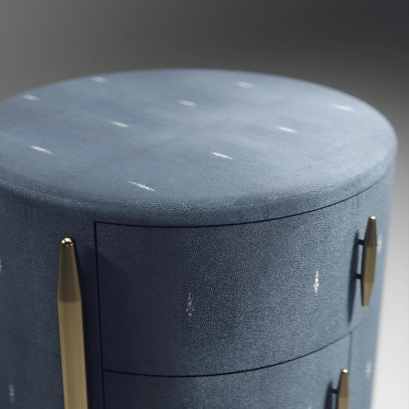 Shagreen Night Stand with Brass Accents