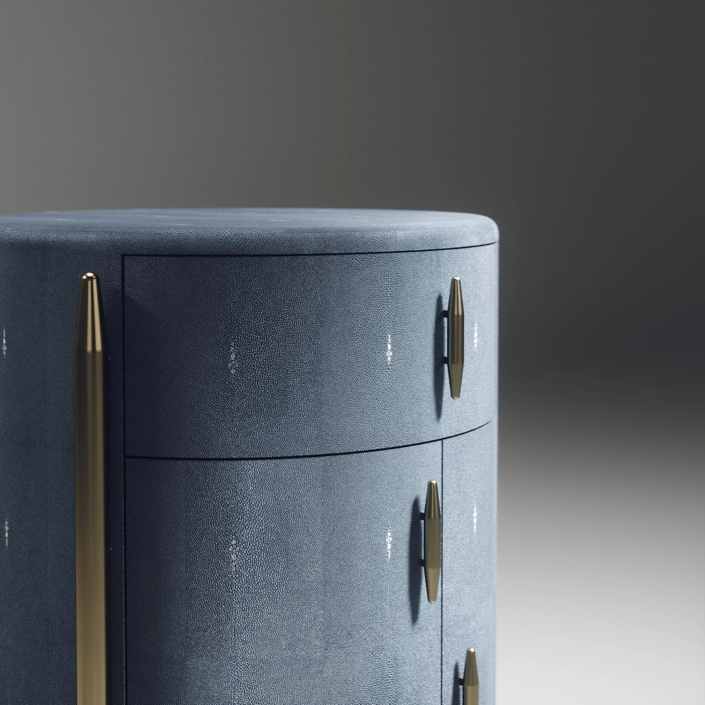 Shagreen Night Stand with Brass Accents