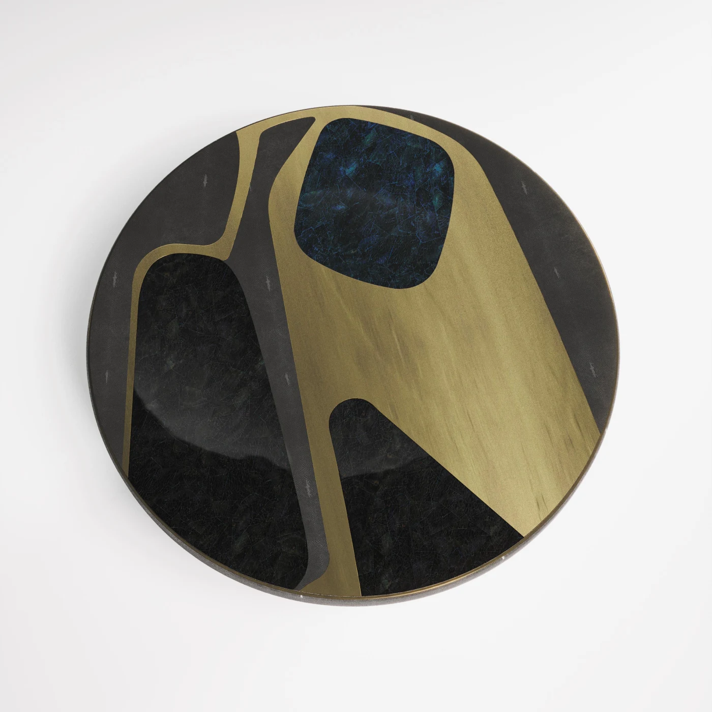 Shagreen Pattern Dining Table with Shell & Bronze Patina Brass