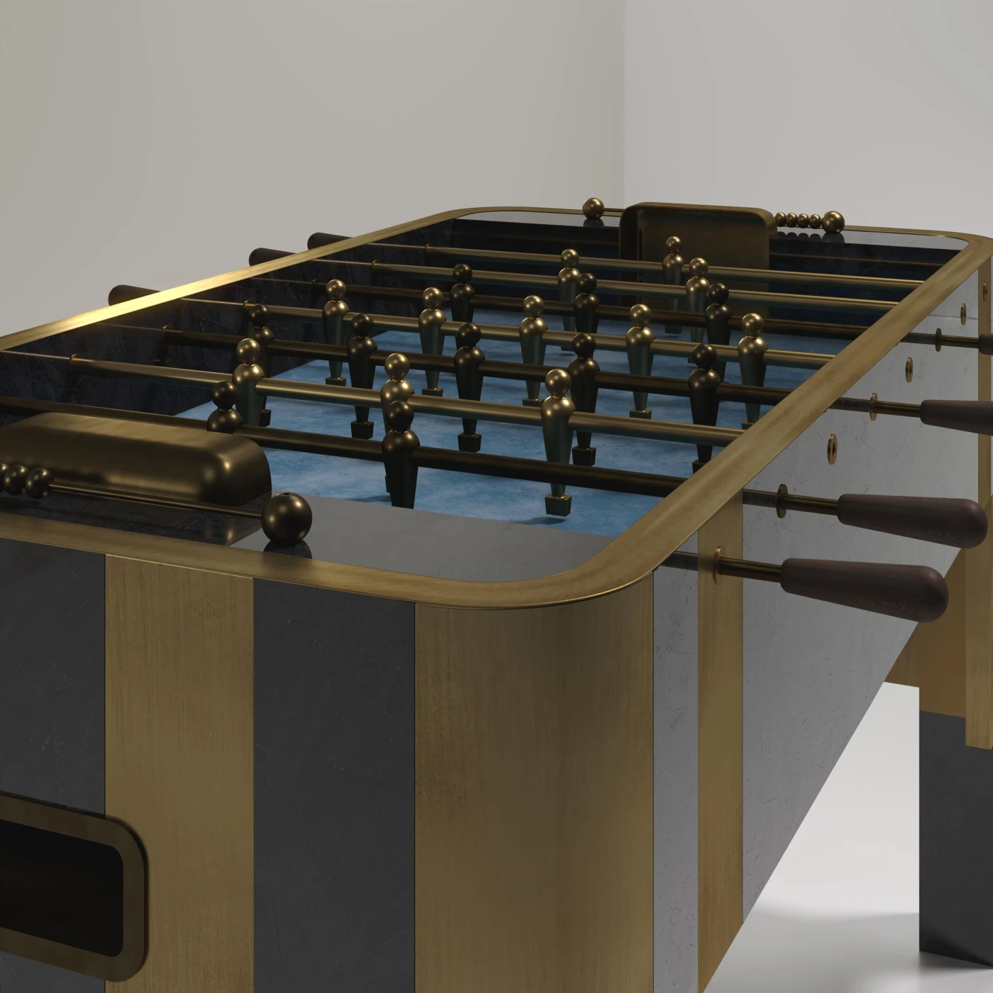 Shagreen Stingray Foosball Table with Bronze-Patina Brass Accents