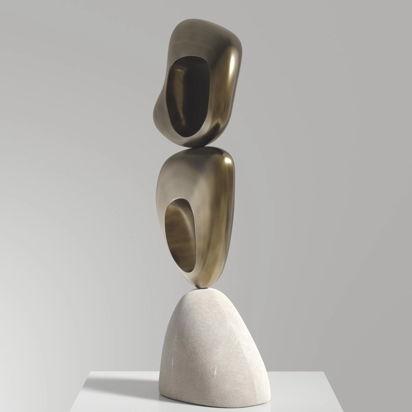 Shagreen Table Lamp with Bronze Patina Brass Details