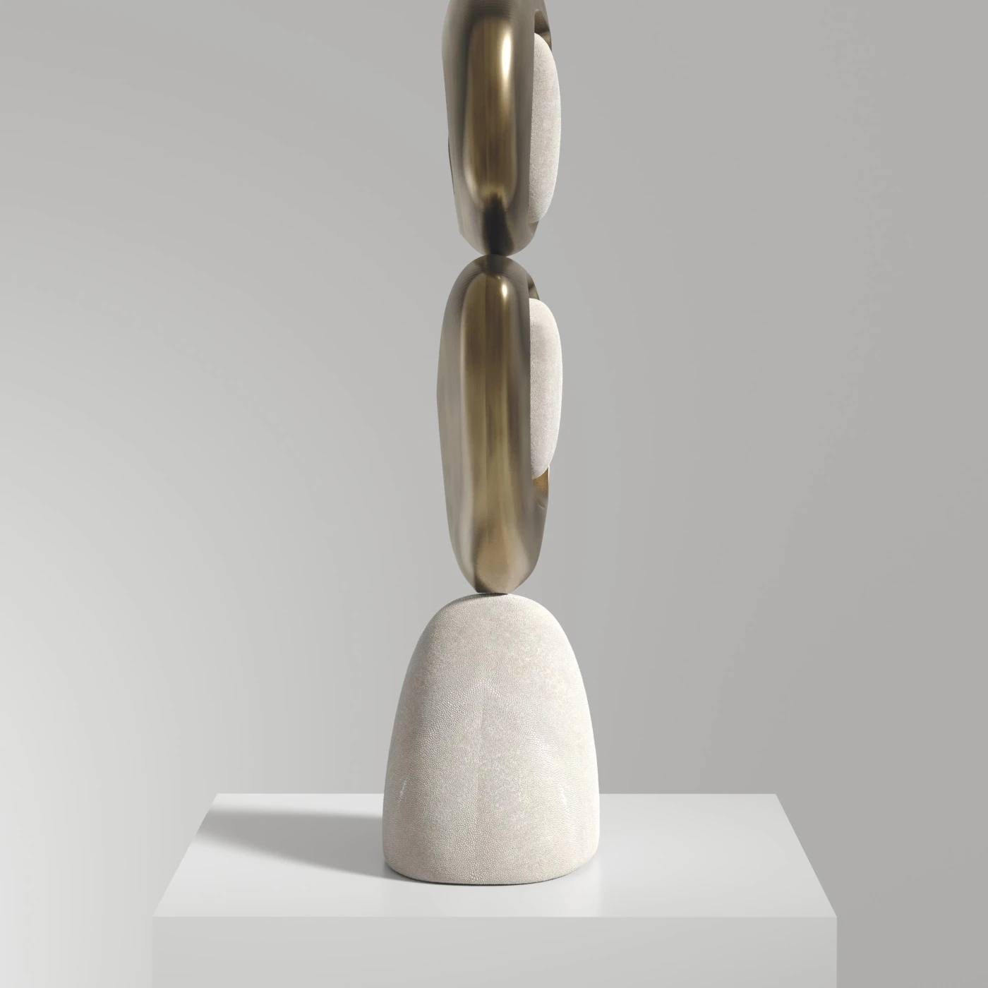 Shagreen Table Lamp with Bronze Patina Brass Details