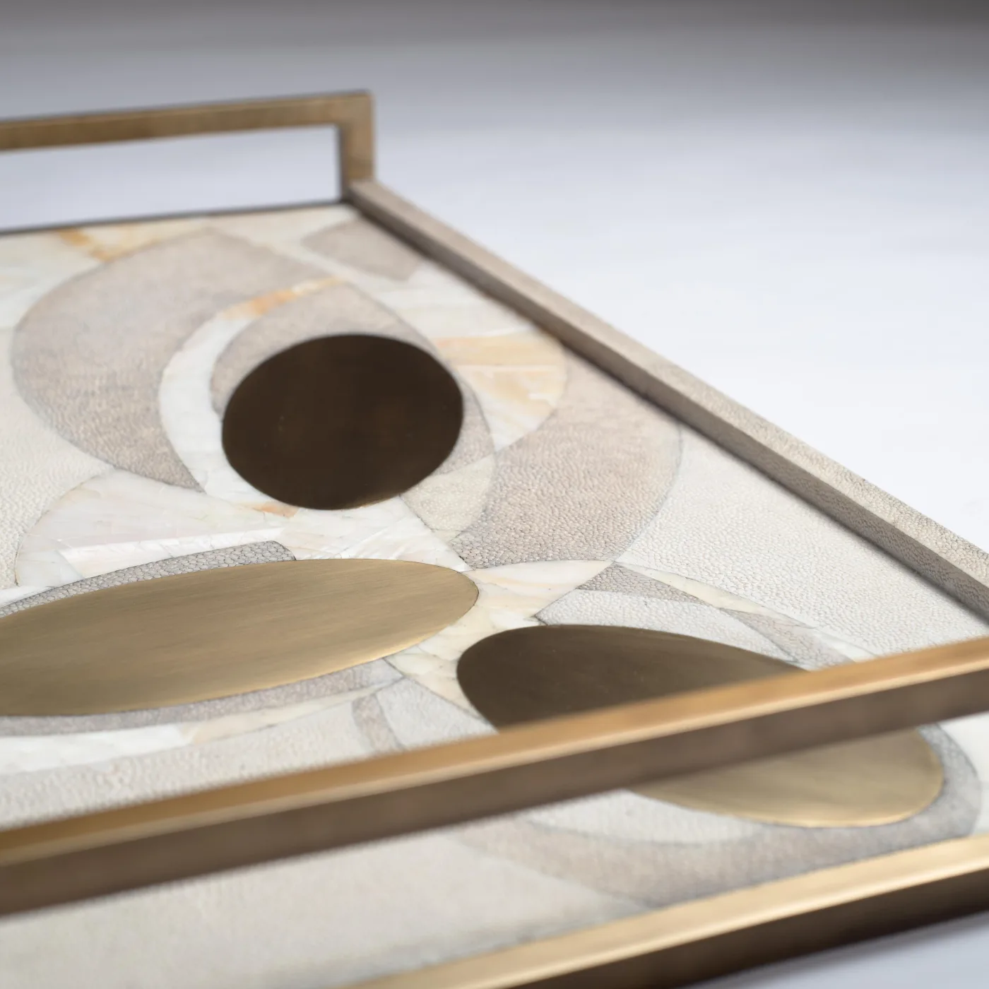 Shagreen Tray with Mother of Pearl and Brass Inserts