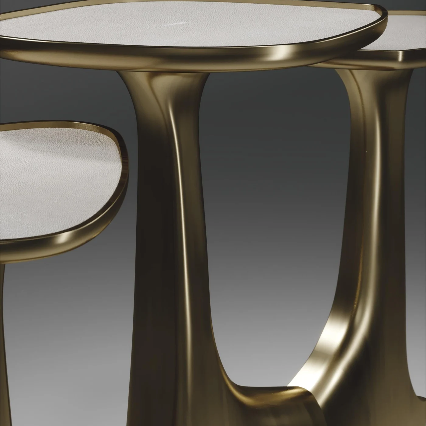 Shagreen Triptych Side Table with Bronze-Patina Brass Accents
