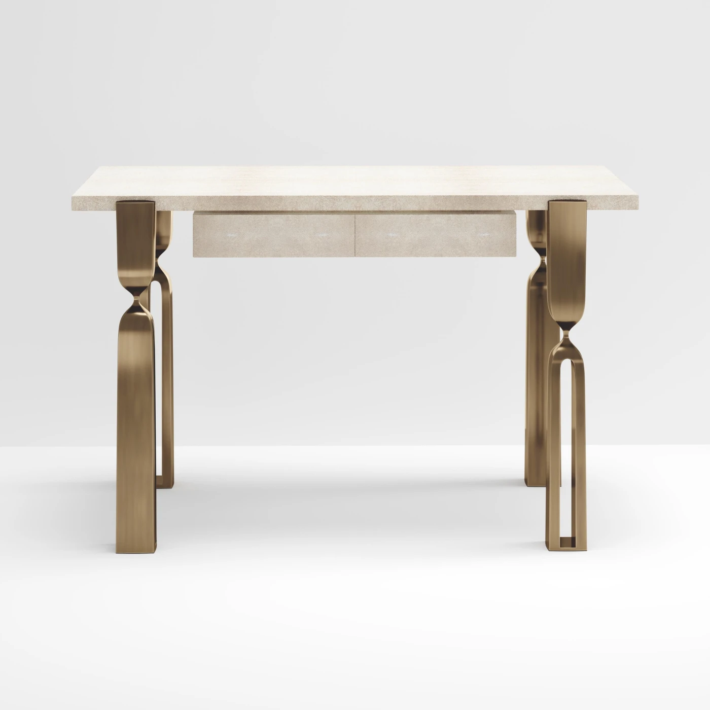 Shagreen Writing Desk with Bronze Patina Brass