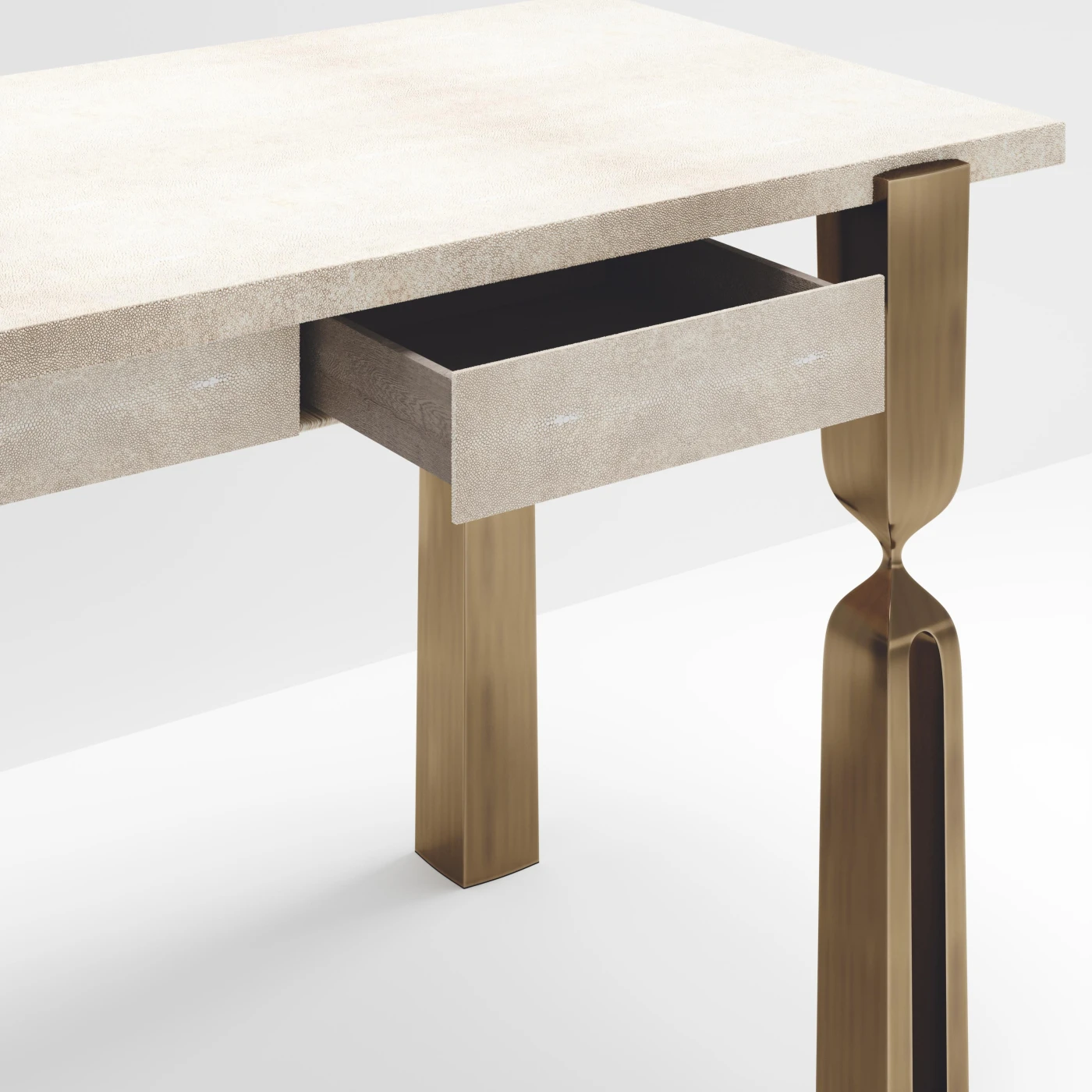 Shagreen Writing Desk with Bronze Patina Brass