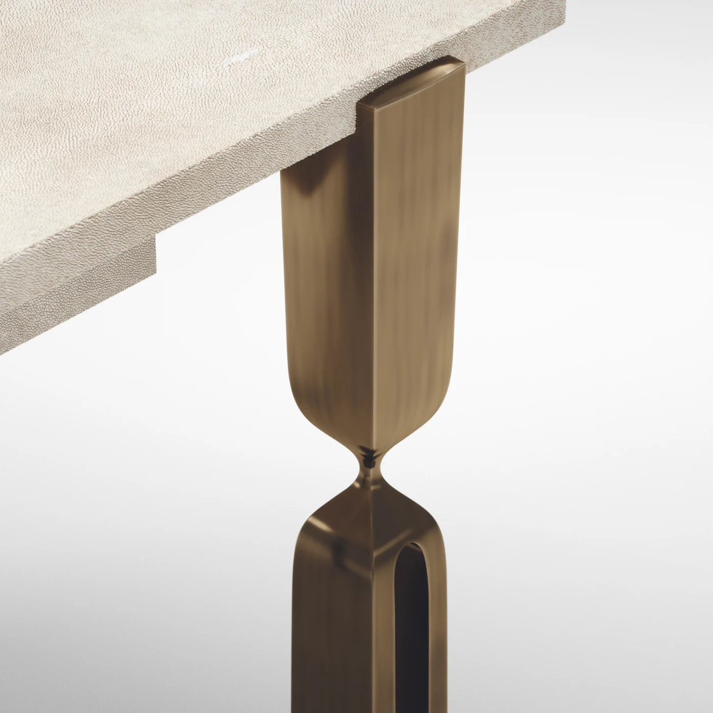 Shagreen Writing Desk with Bronze Patina Brass