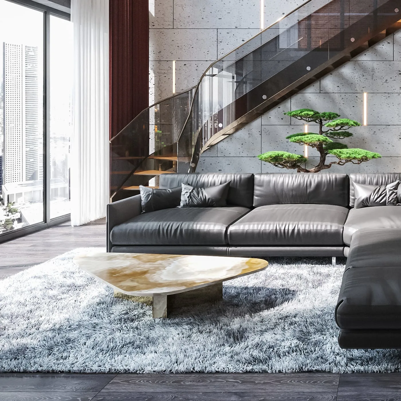 Silas Beige Marble Top With Gold Structure Coffe Table