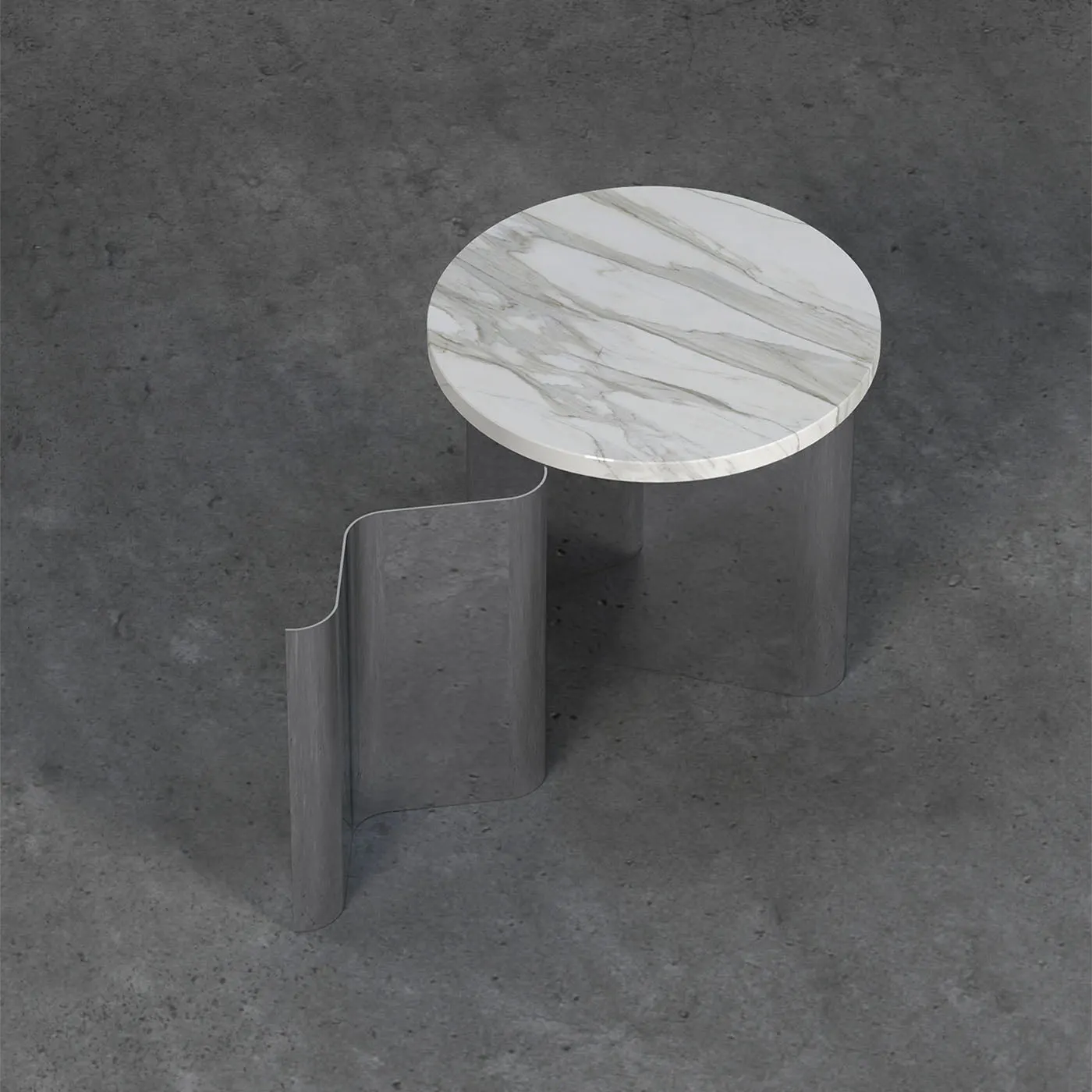 Sketch White Onyx Top And Polished Aluminum Structure Side Table