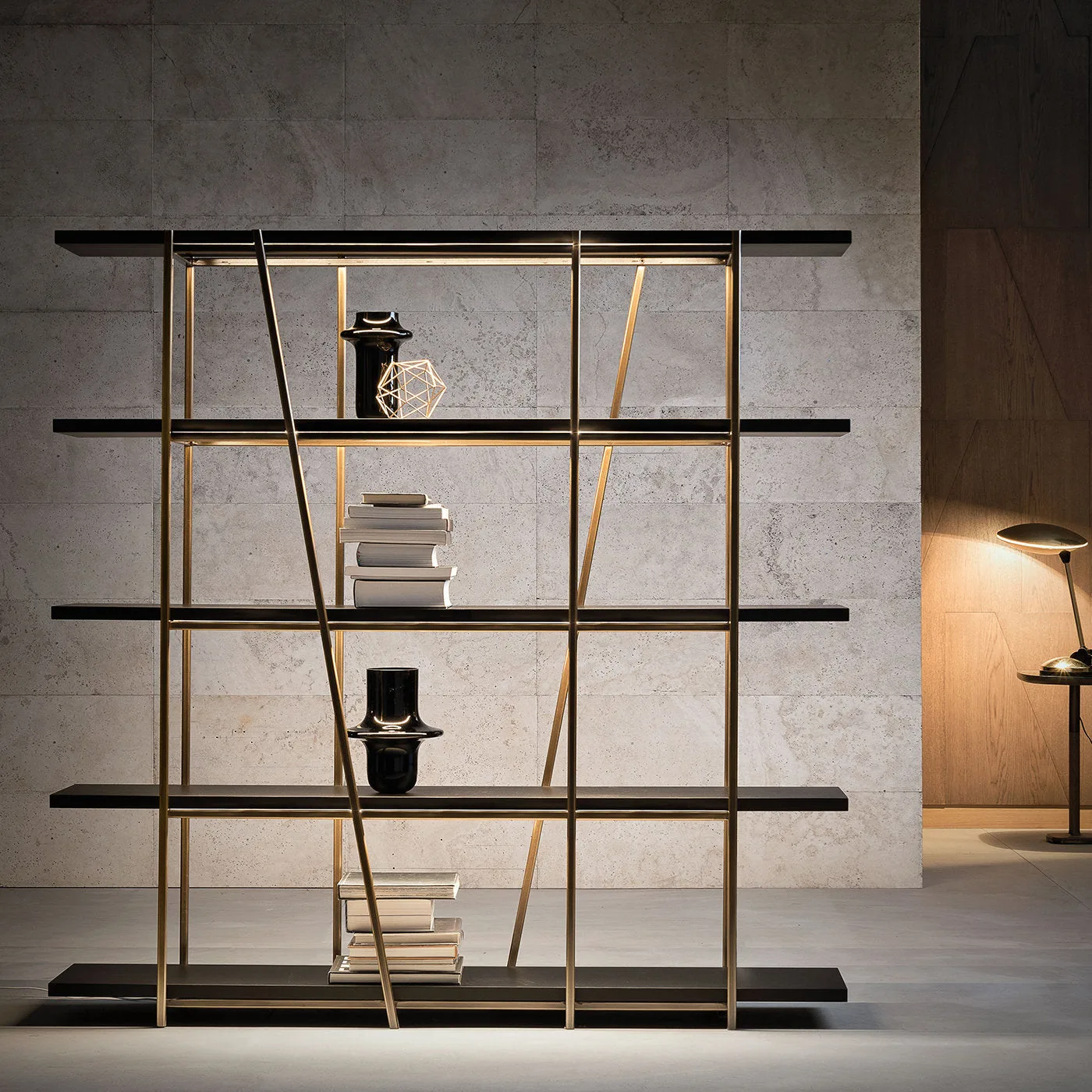 Slash Sculptural Black Bookcase