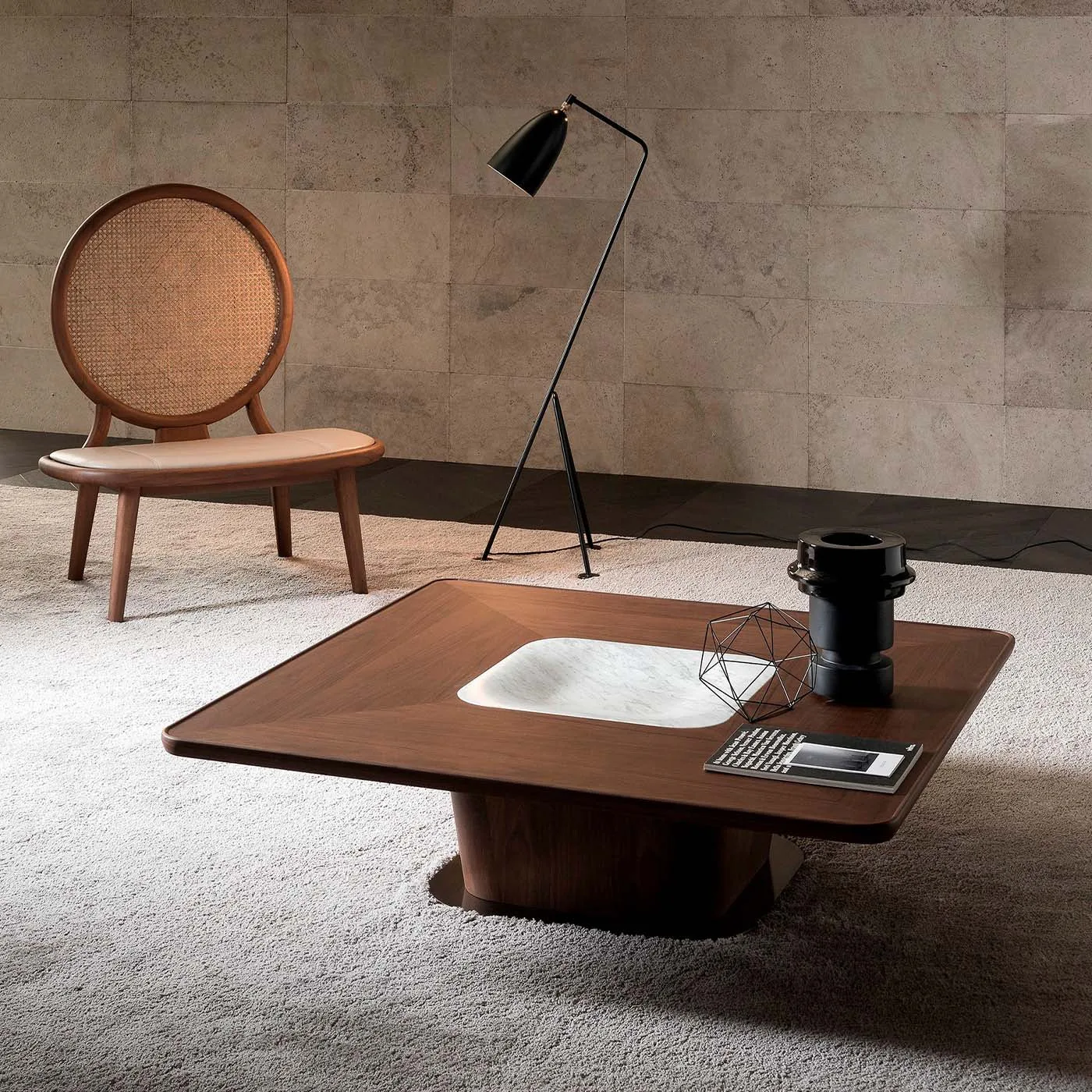 Slash Walnut & Carrara Marble Coffee Table