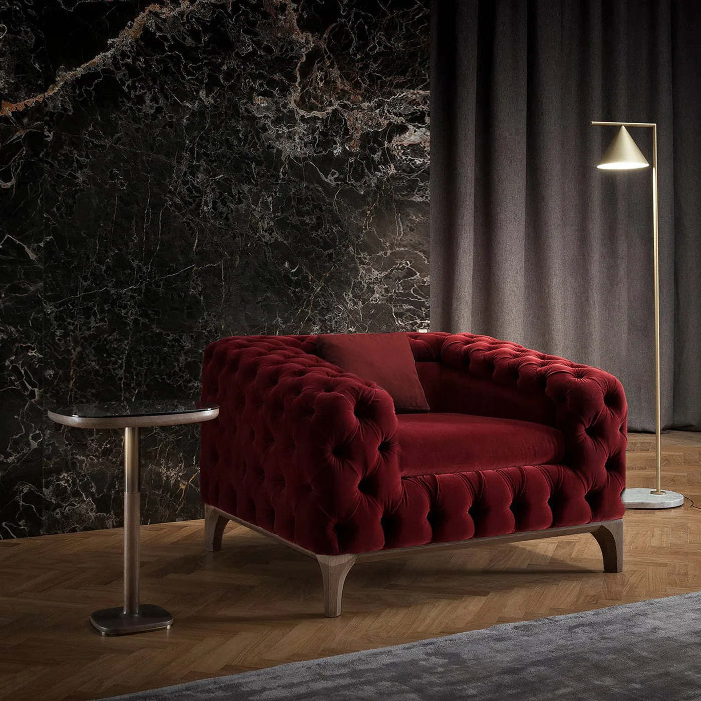 Slash Red Tufted Armchair