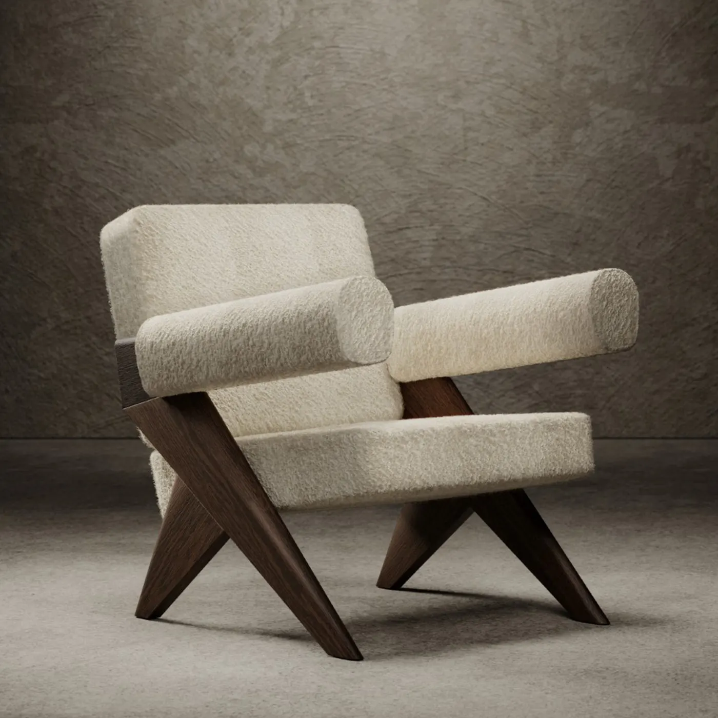 Souvenir White Boucle Armchair