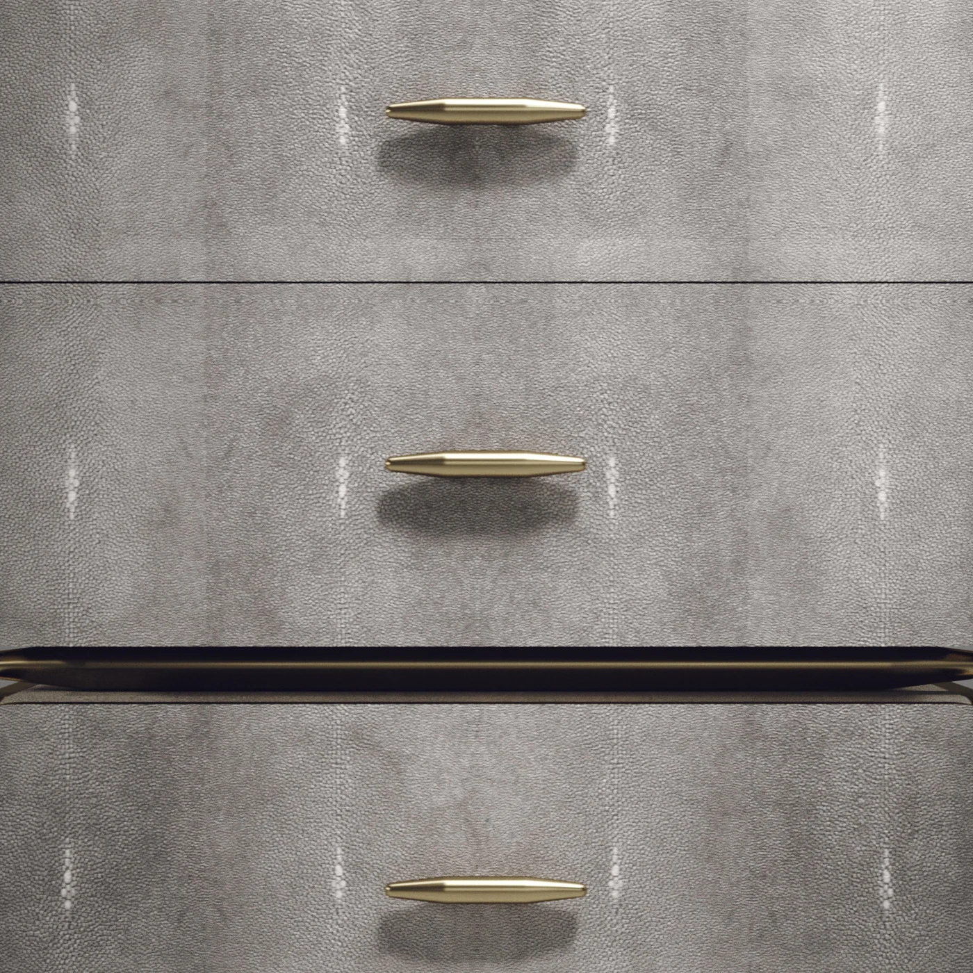 Shagreen Bedside Table with Brass Accents