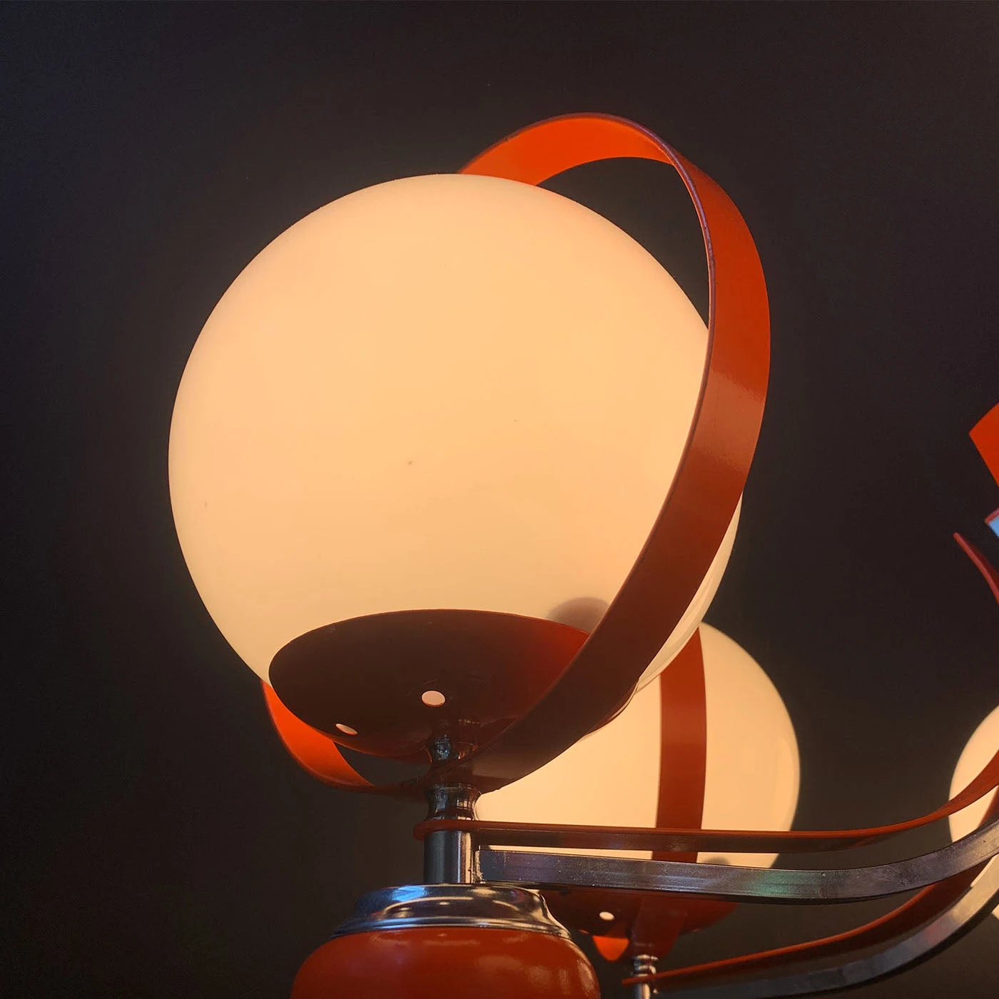 Stilnovo White & Red 7 Light Chandelier