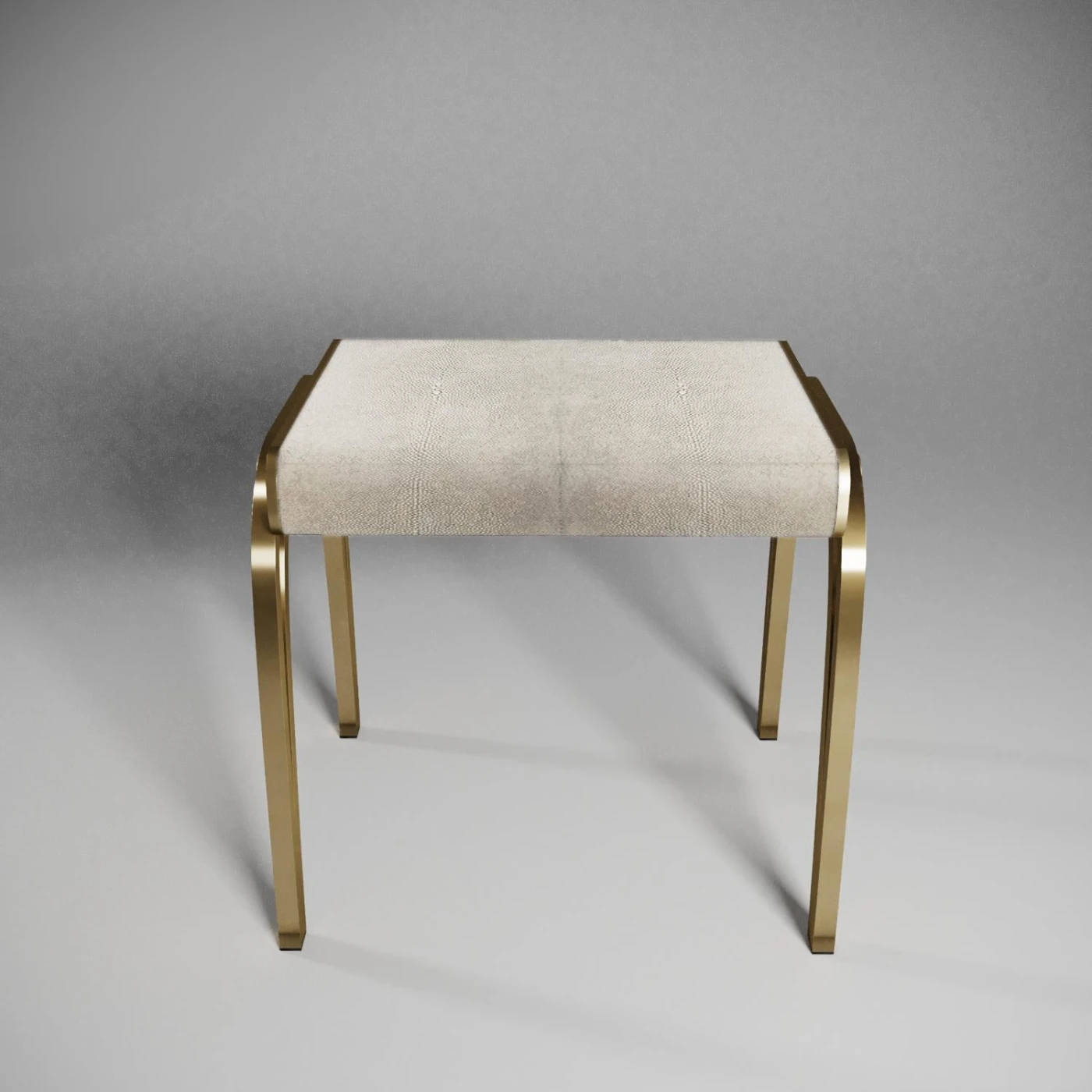 Stool in Cream Shagreen & Brass