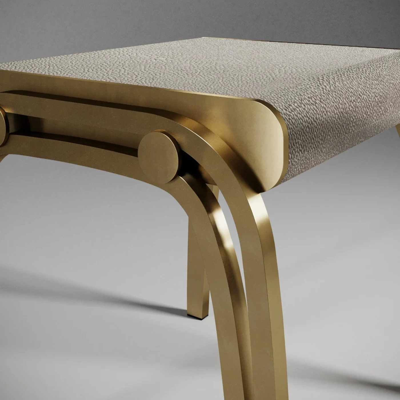 Stool in Cream Shagreen & Brass