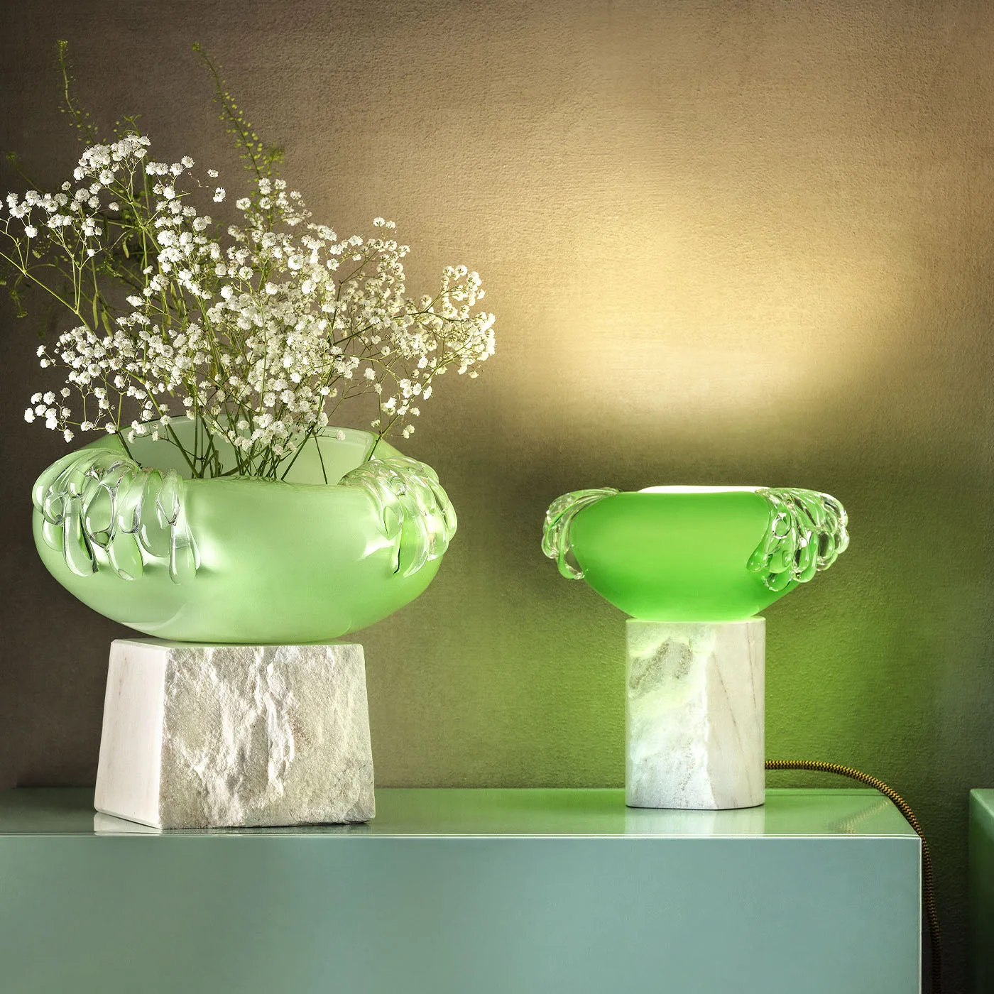 Stravedamento Green Murano Glass Table Lamp