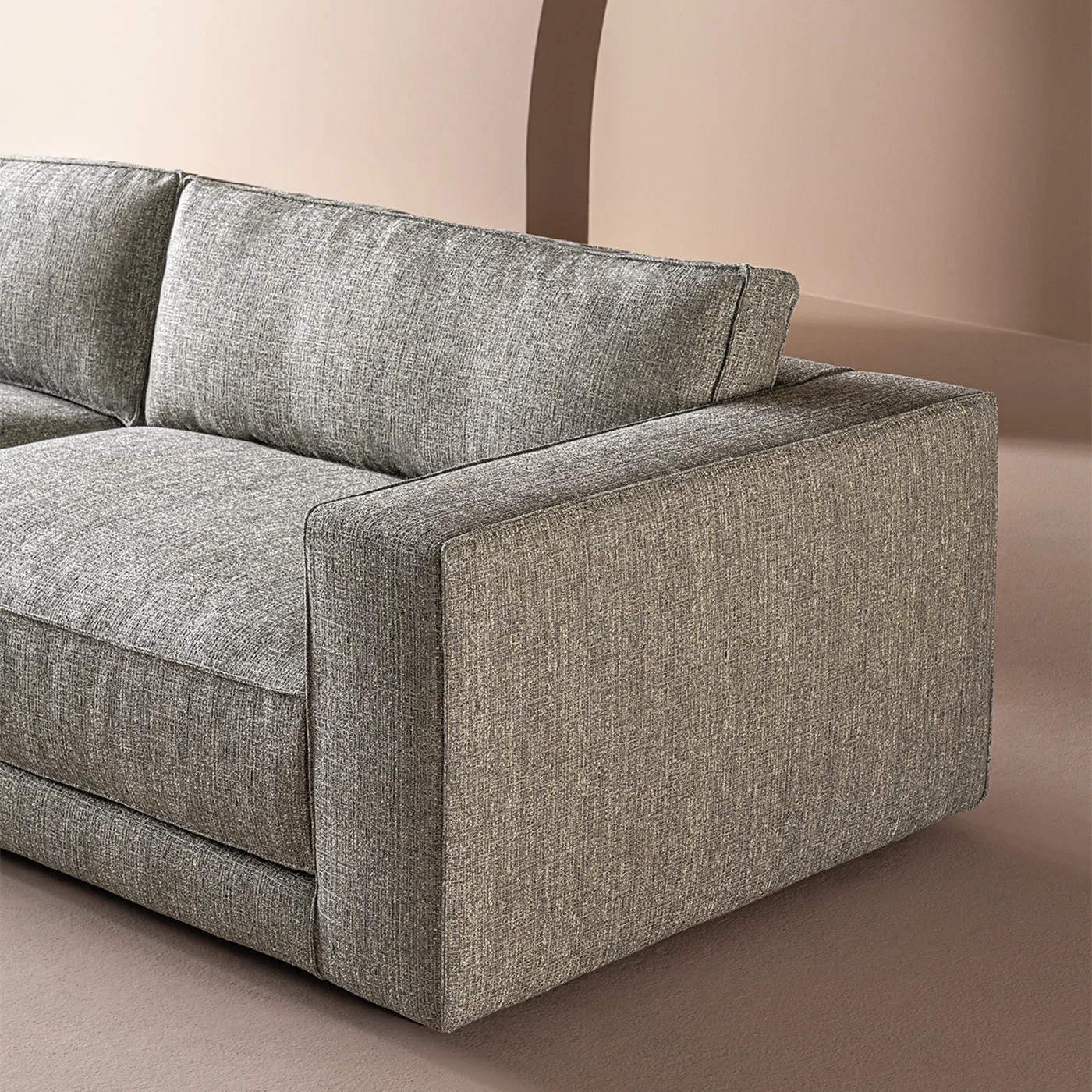 Suite Gray Fabric & Velvet Piping Sofa by Paola Navone