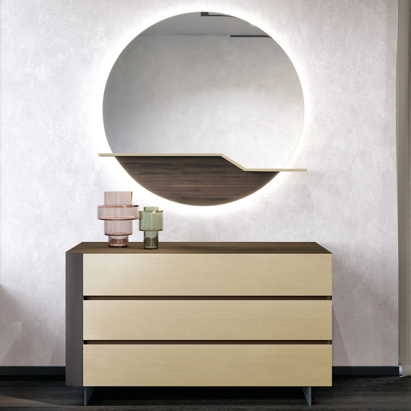 Sunrise Wall Mirror with Shelf