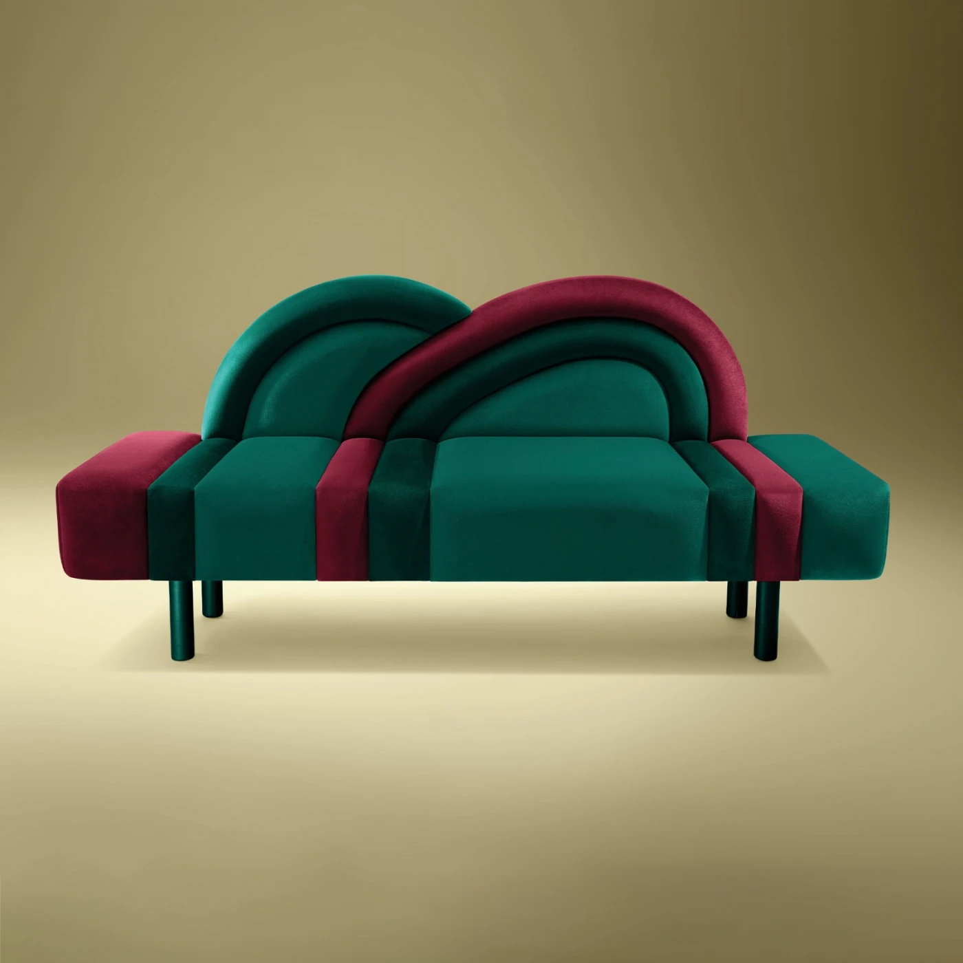 Sunset Velvet Sofa With Legs in Leather