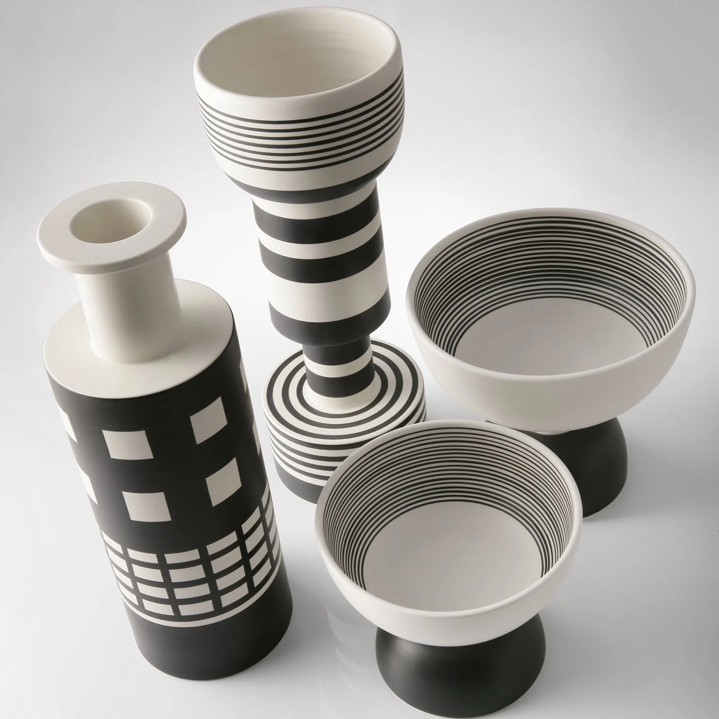 Tall White and Black Centerpiece by Ettore Sottsass