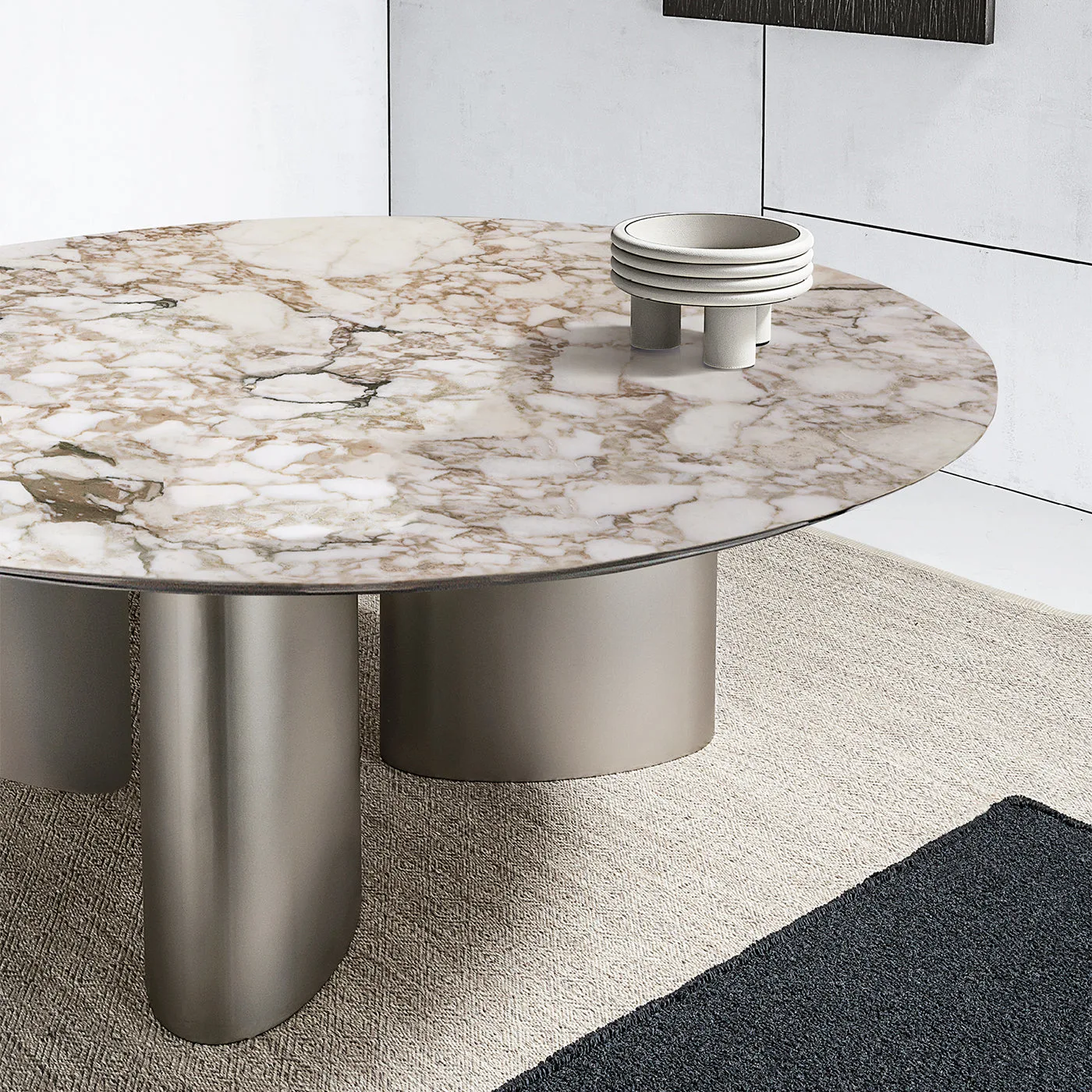 Tangeri Gold Calacatta Marble Round Dining Table by Roberto Lazzeroni