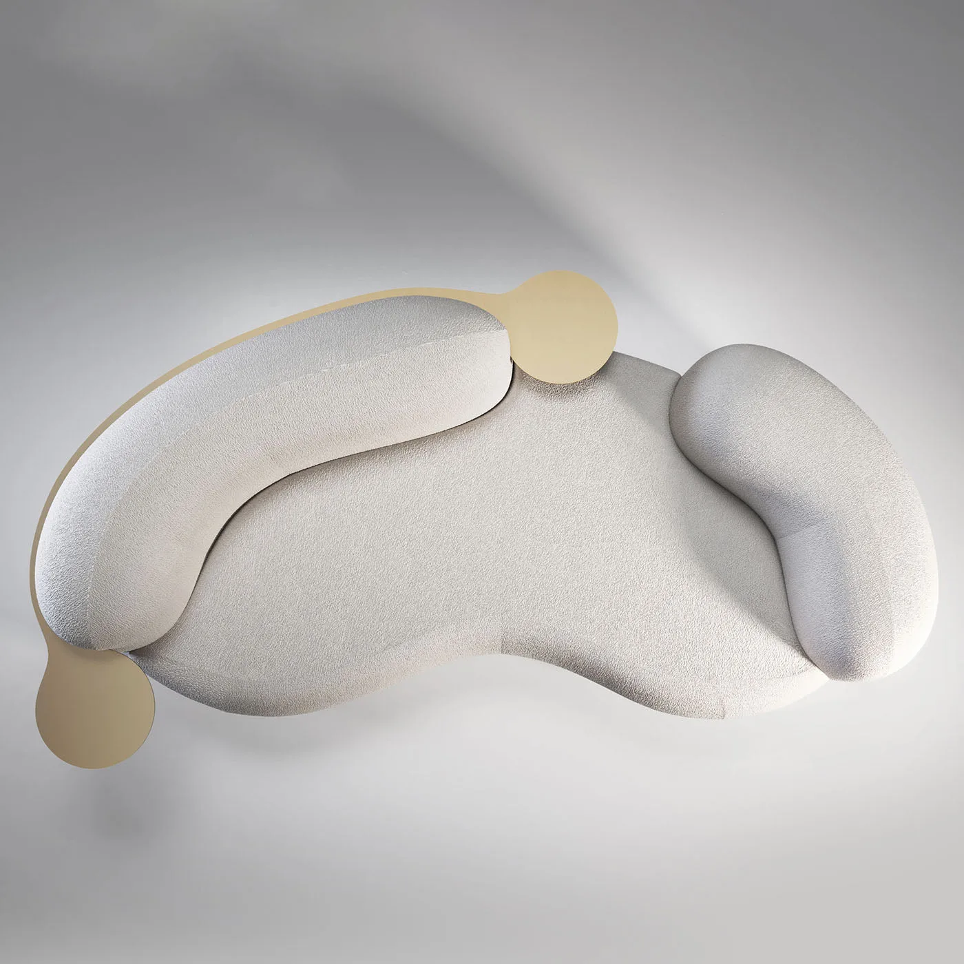 Tateyama 250 Pearl Boucle Sofa With Satin Brass Metal Arm