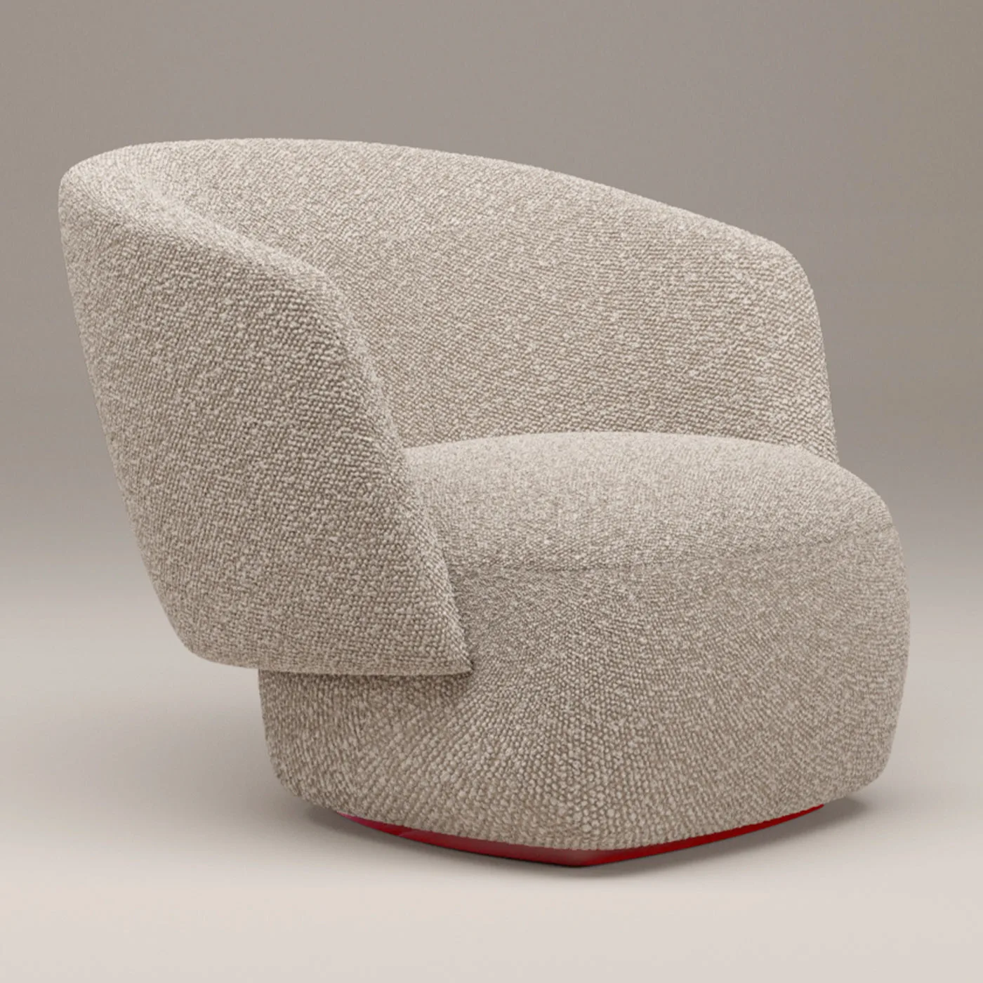 Taupe Boucle Lounge Chair with Lacquered Base
