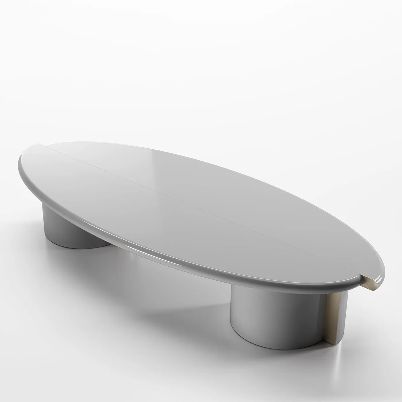 Tayma Lacquered Glossy Grey Wood And Satin Brass Coffee Table