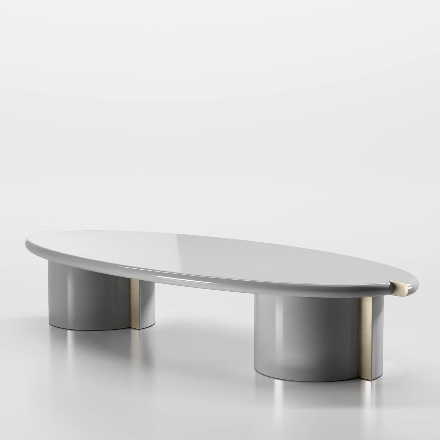 Tayma Lacquered Glossy Grey Wood And Satin Brass Coffee Table
