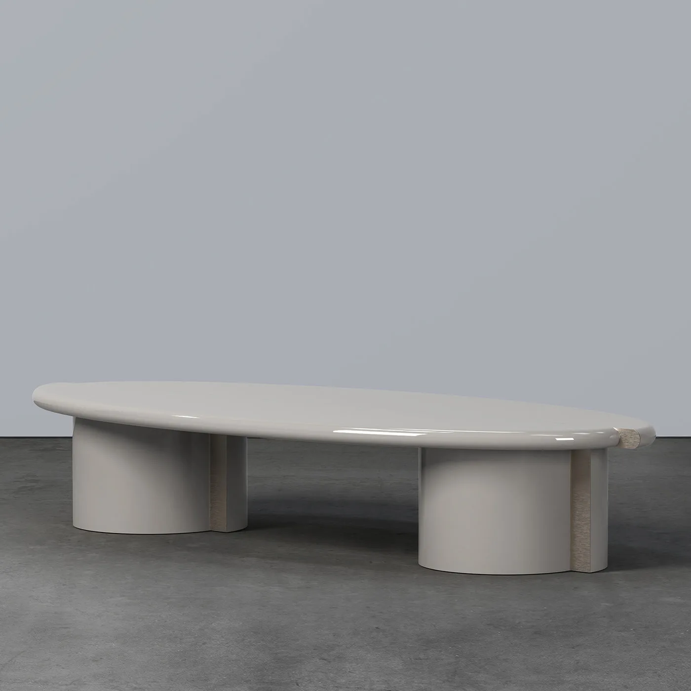 Tayma Lacquered Glossy Grey Wood And Satin Brass Coffee Table