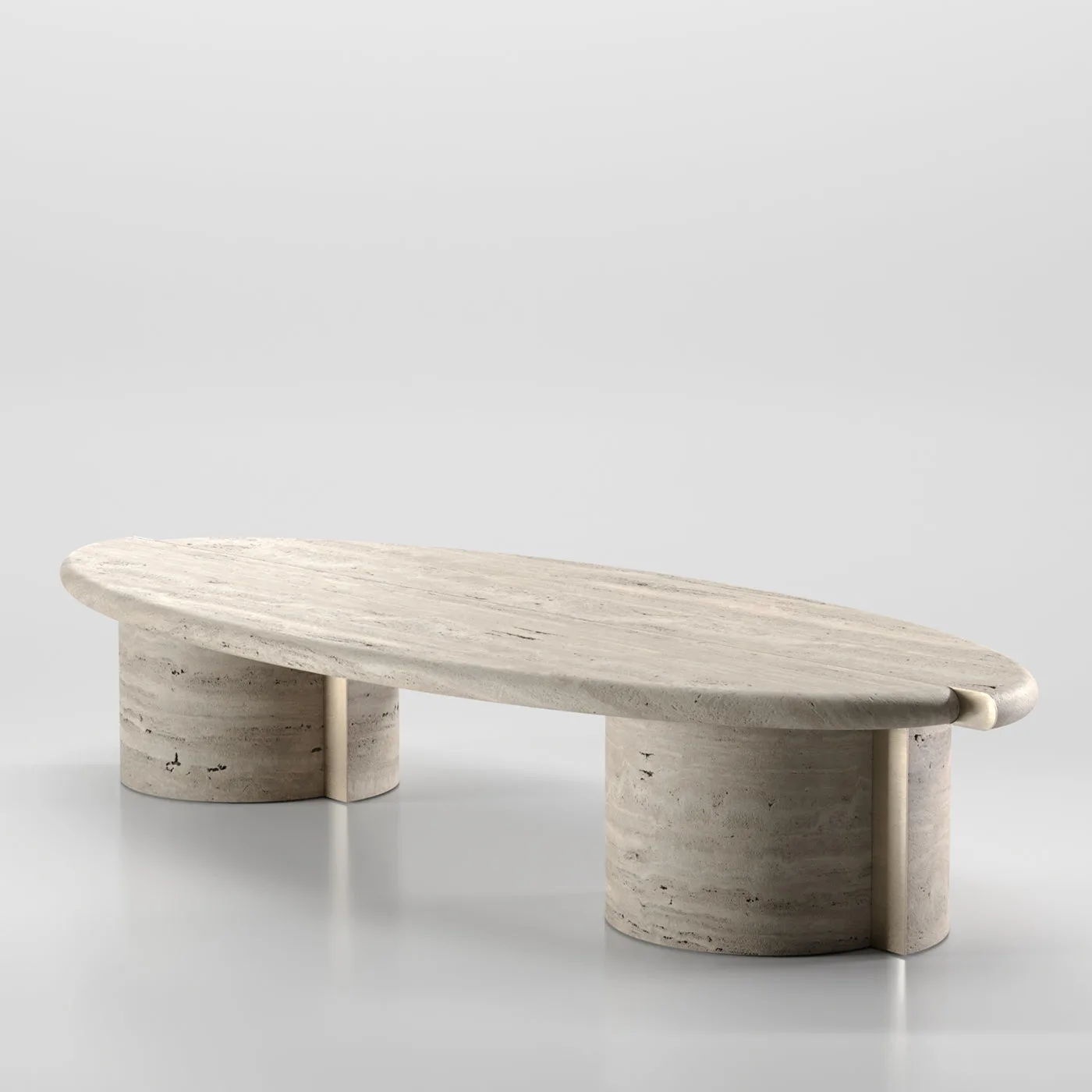 Tayma X Travertino Marble And Satin Brass Coffee Table