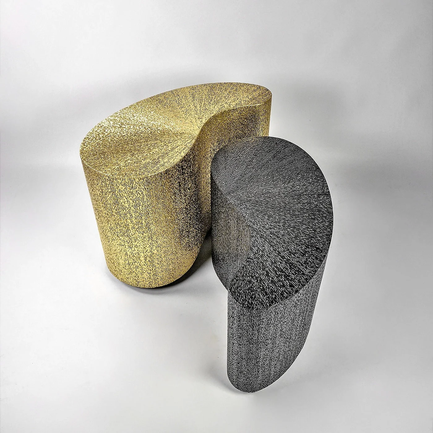 Tb Orion Set Set of tables Made of Patinated Vegetal Fiber Marquetry