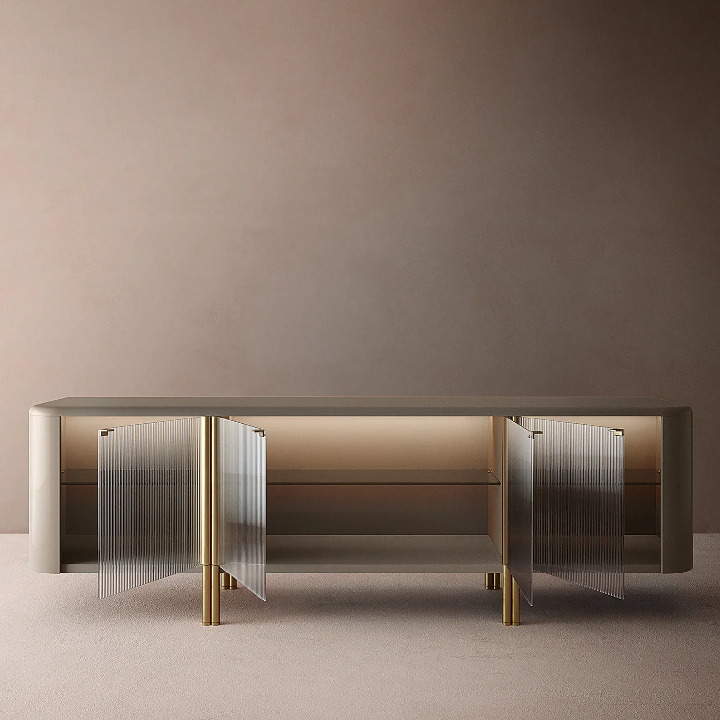 Tecla Glass & Metal Sideboard by Marco Boga