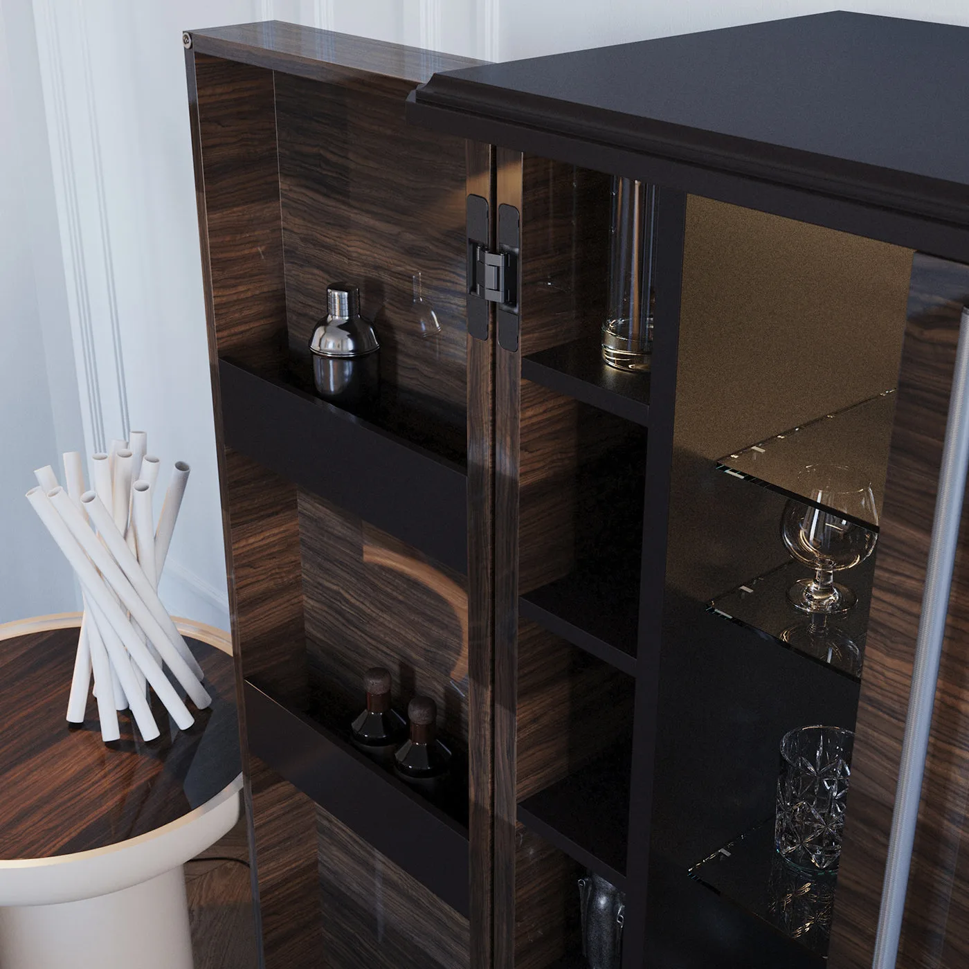 Teomondo 2 Door Smoked Eucalyptus Bar Cabinet