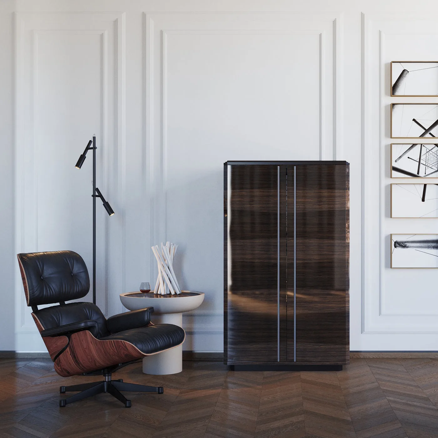 Teomondo 2 Door Smoked Eucalyptus Bar Cabinet