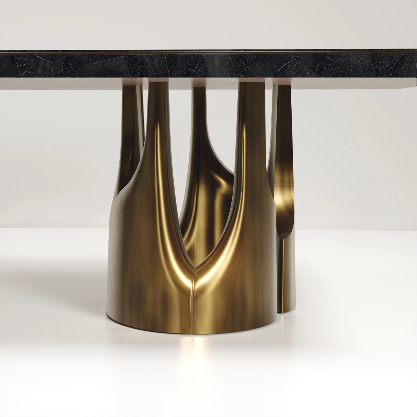 Tiger Eye Breakfast Table with Bronze Patina Brass Accents