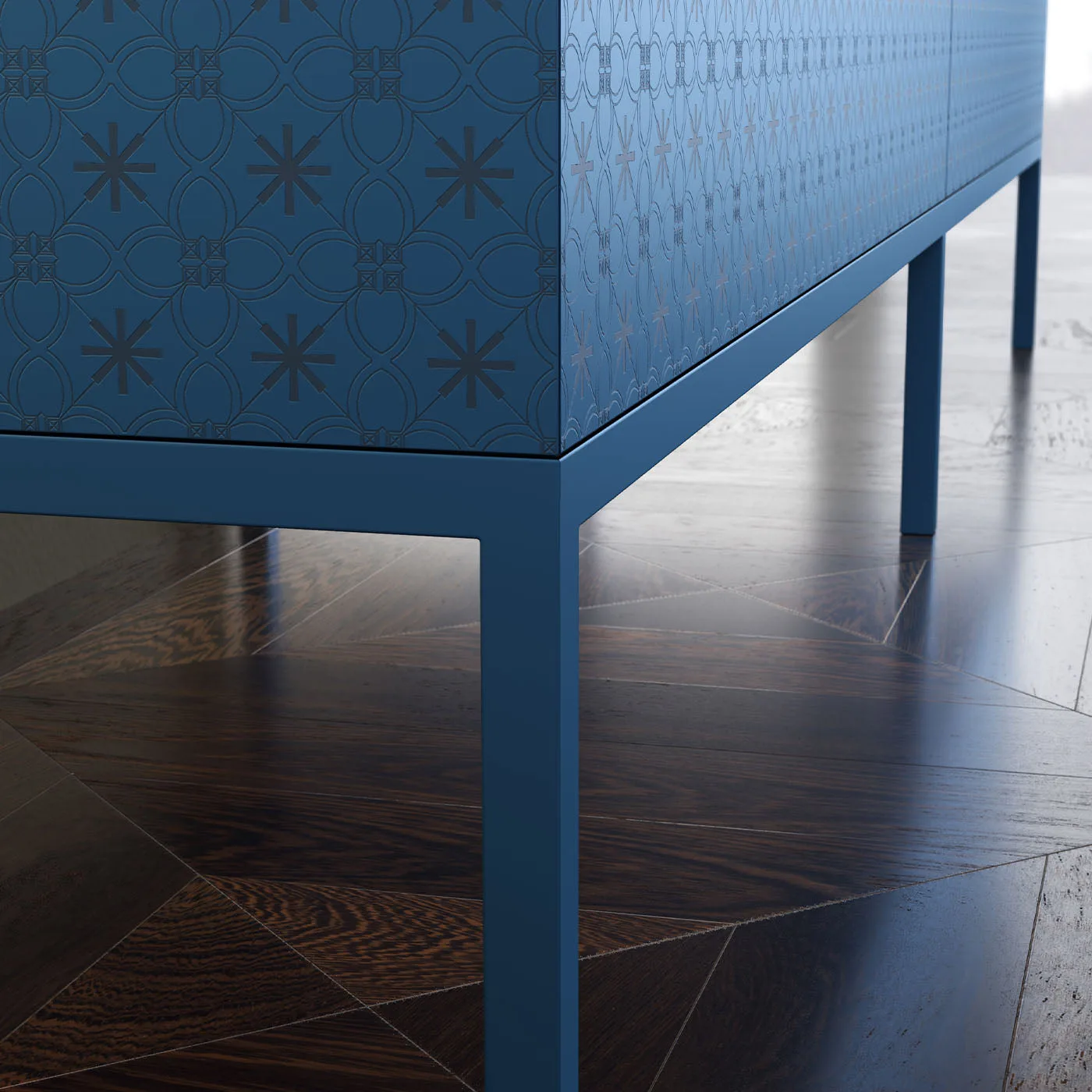 Tiles Blue 6 Drawers Sideboard