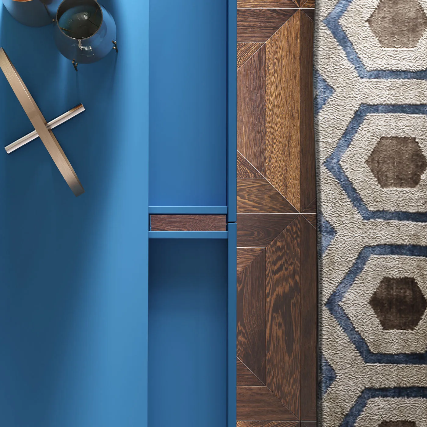 Tiles Blue 6 Drawers Sideboard