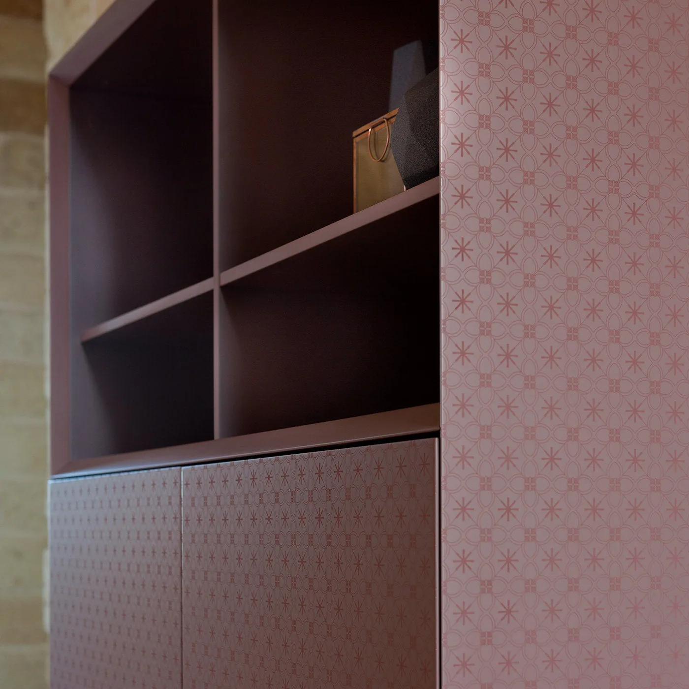 Tiles Maroon Matte Lacquered Cabinet
