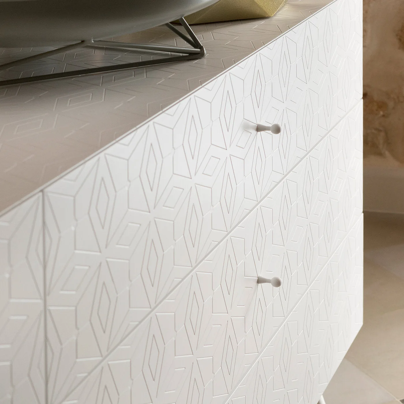 Tiles Matte White 6 Drawer Chest