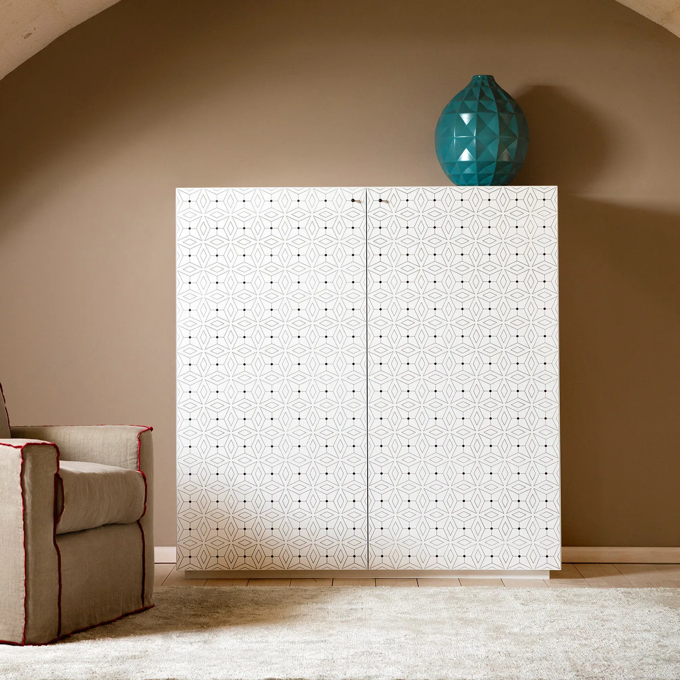 Tiles Matt White Tall Cabinet