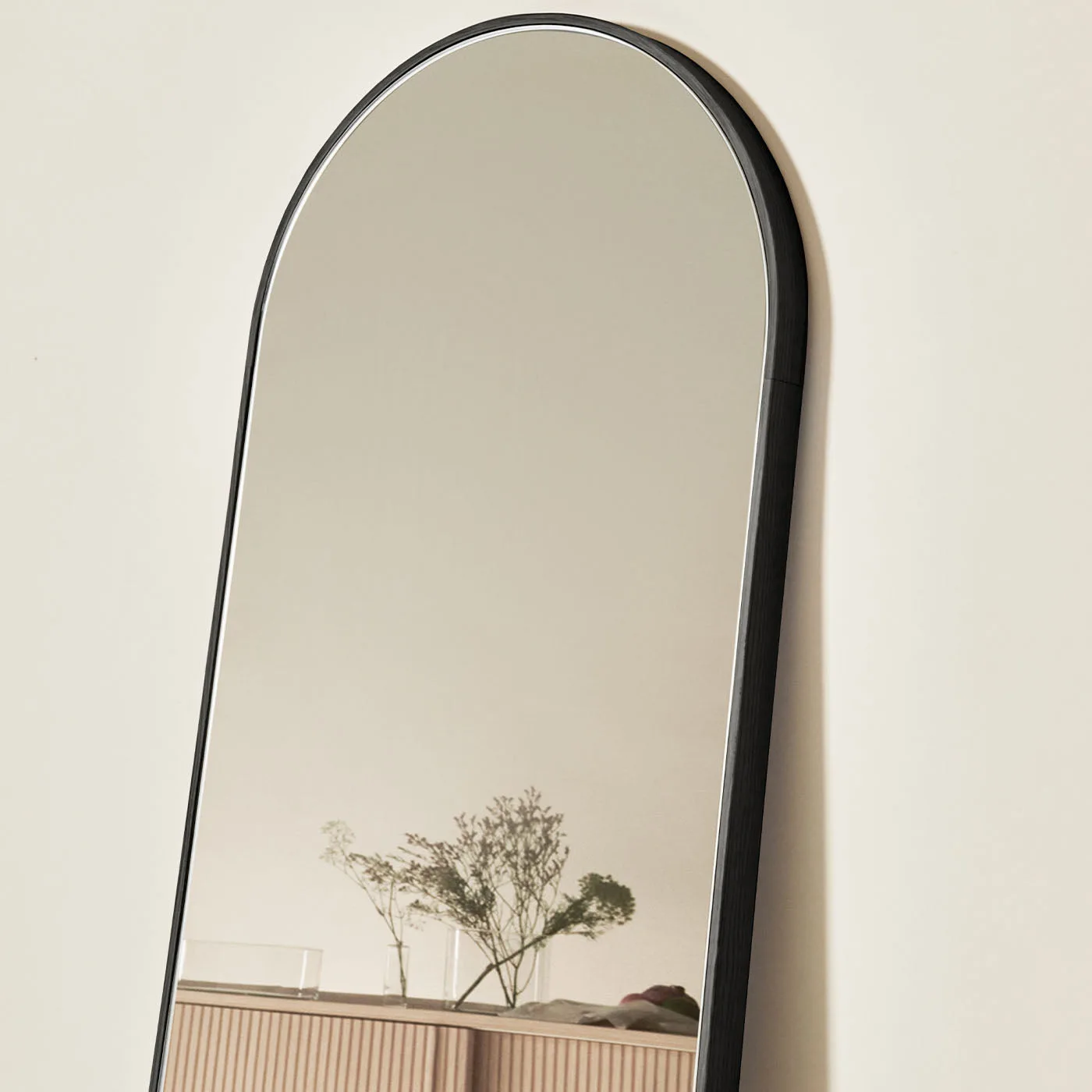 Tutto Sesto Round Black Ash Wood Floor Mirror