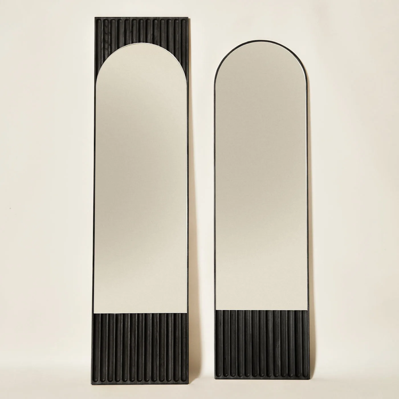 Tutto Sesto Round Black Ash Wood Floor Mirror