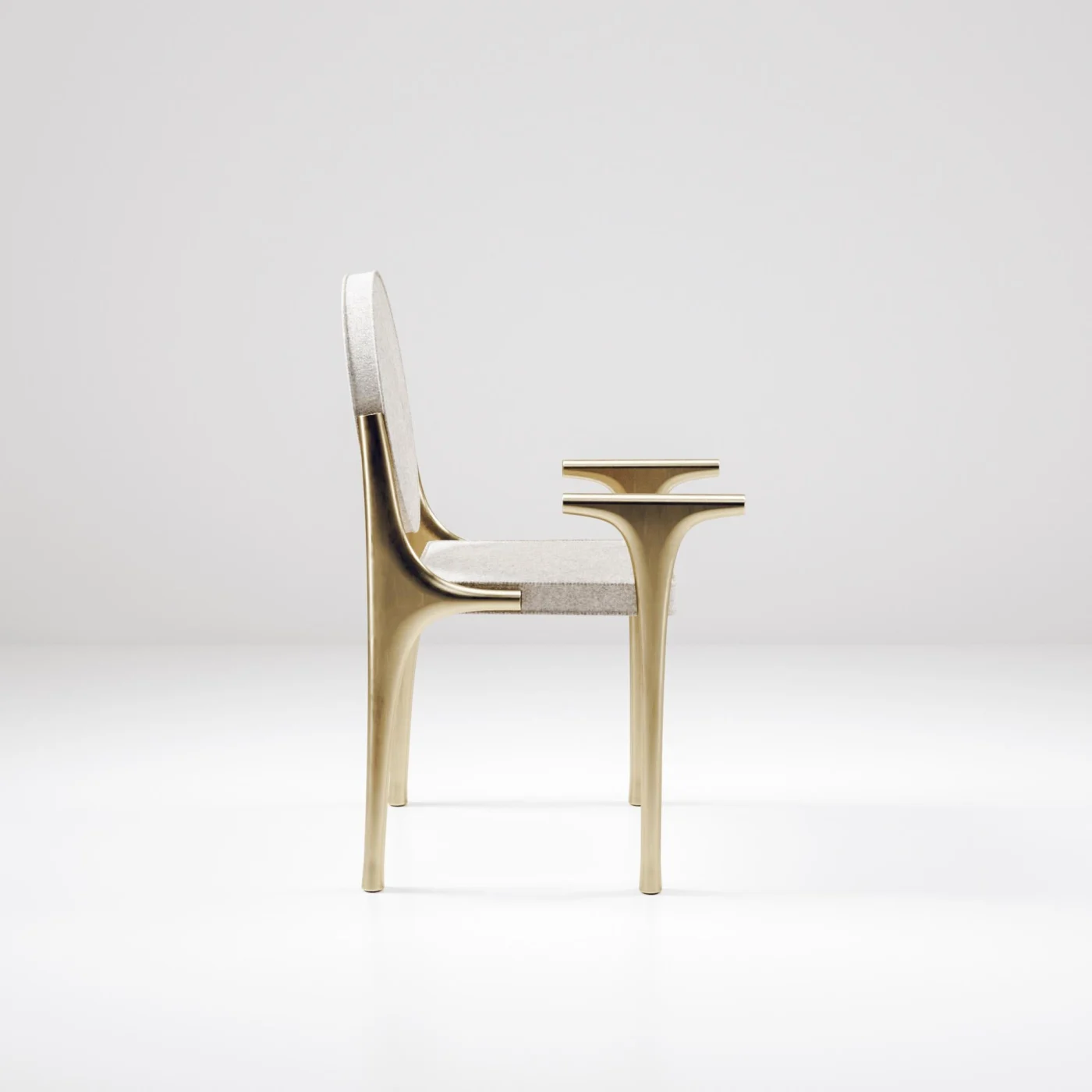 Upholstered Chair with Bronze-Patina Brass Details