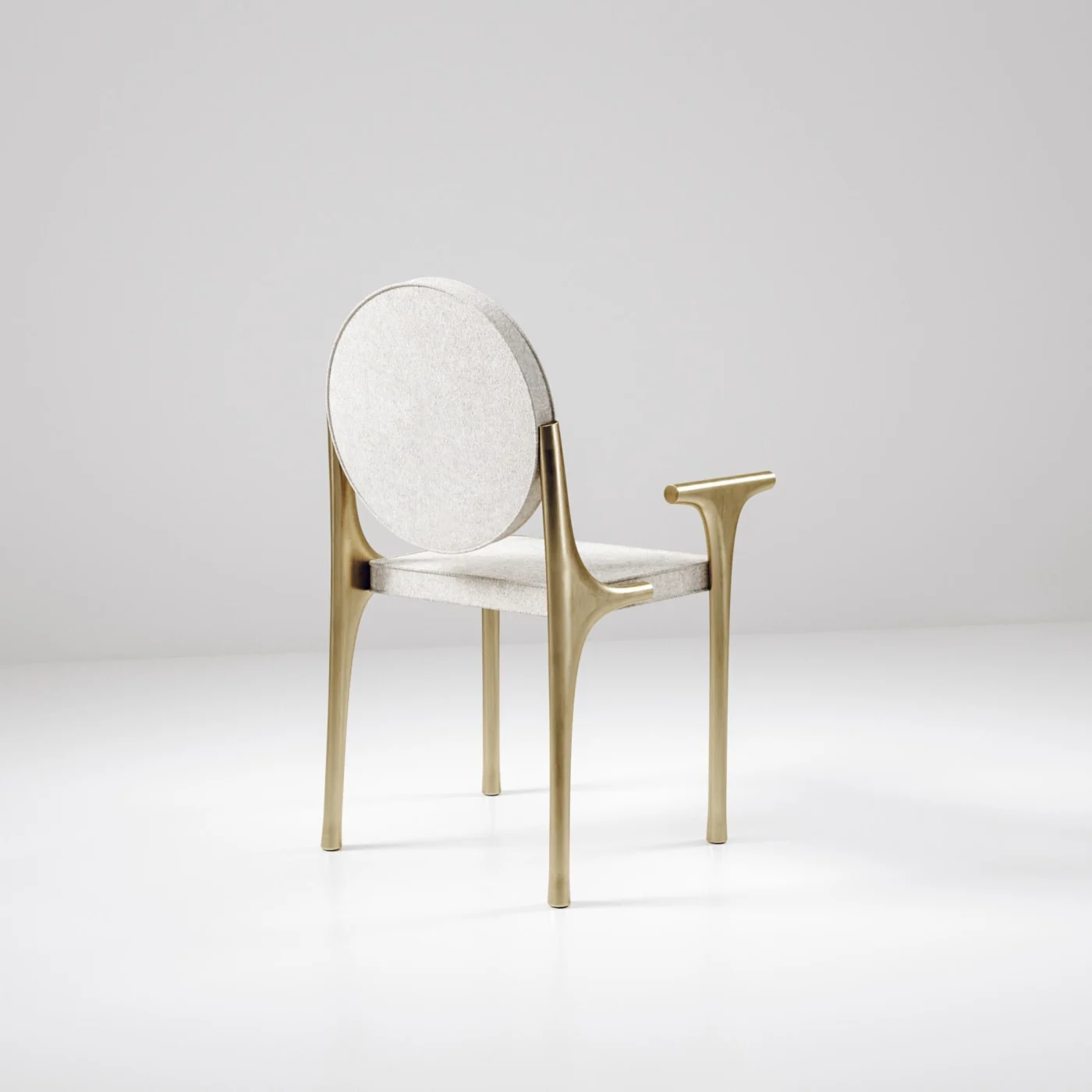 Upholstered Chair with Bronze-Patina Brass Details